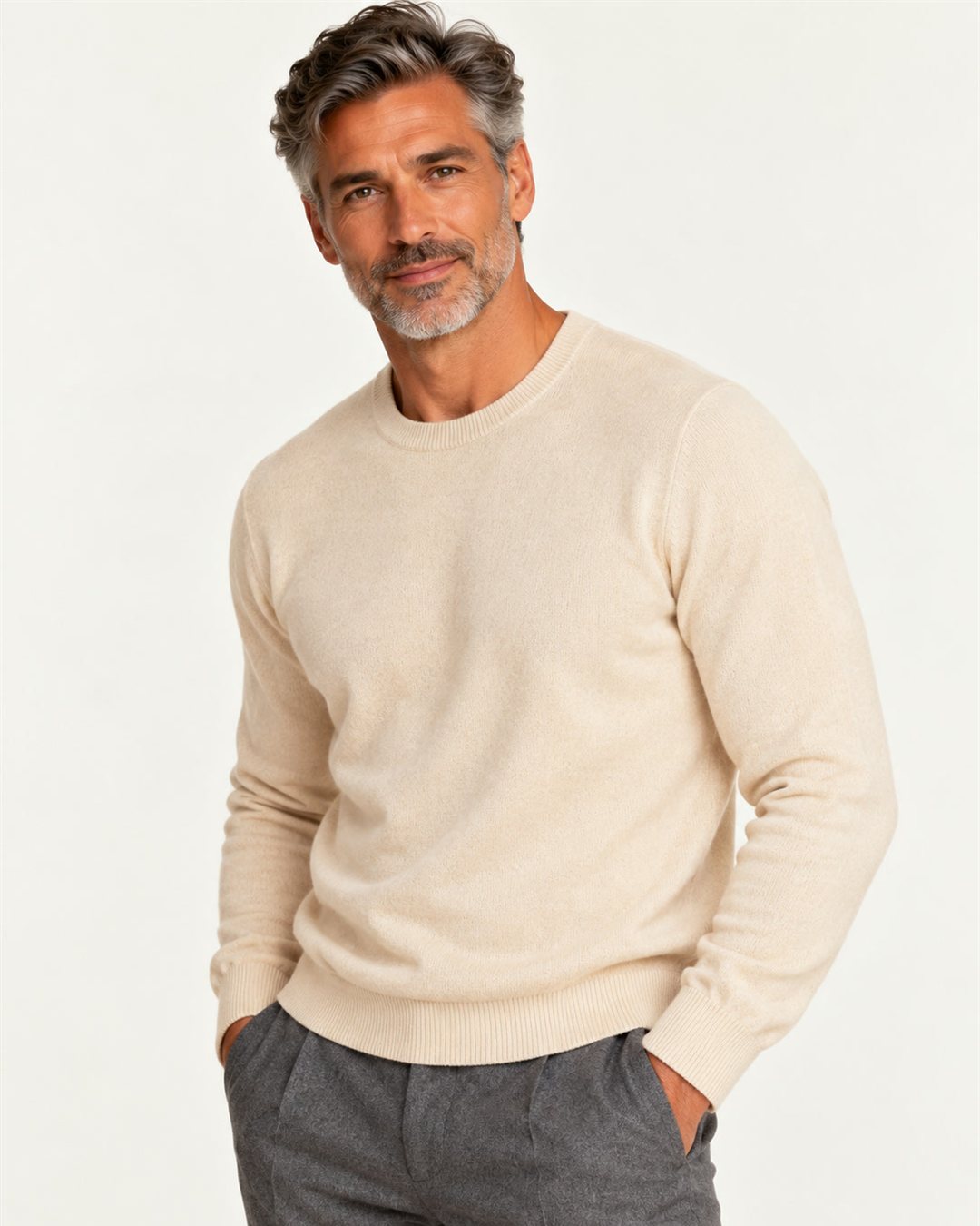 Aberdeen Merino Sweater in Cream — color view