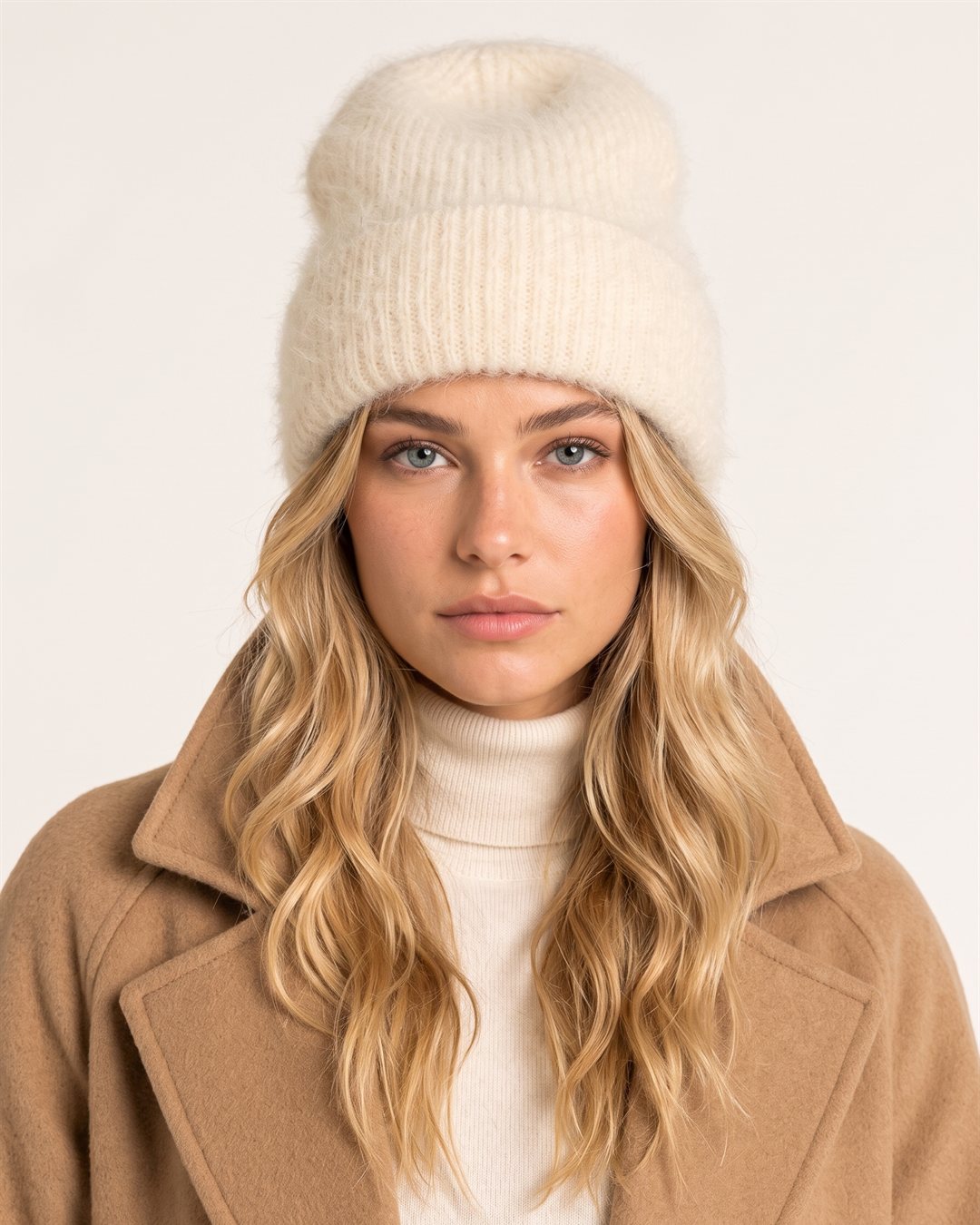 Andorra Alpaca Beanie in Cream — color view