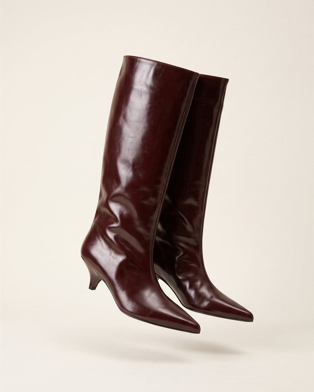 Bologna Knee Boots in Burgundy — color view