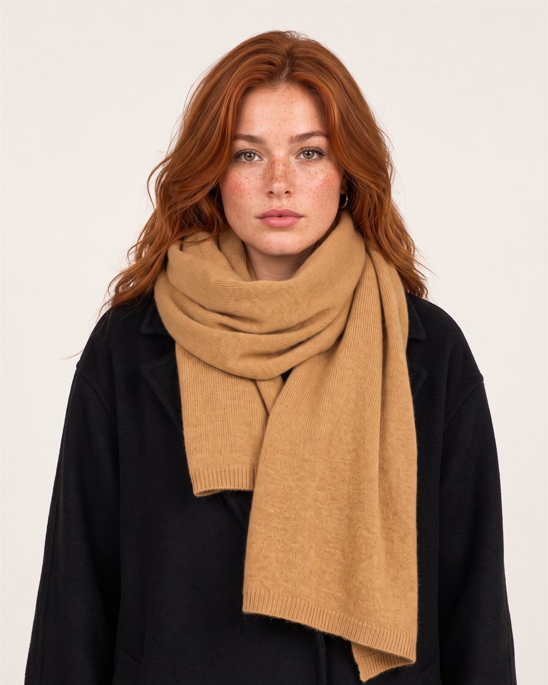 Cortina Cashmere Scarf in Camel — color view