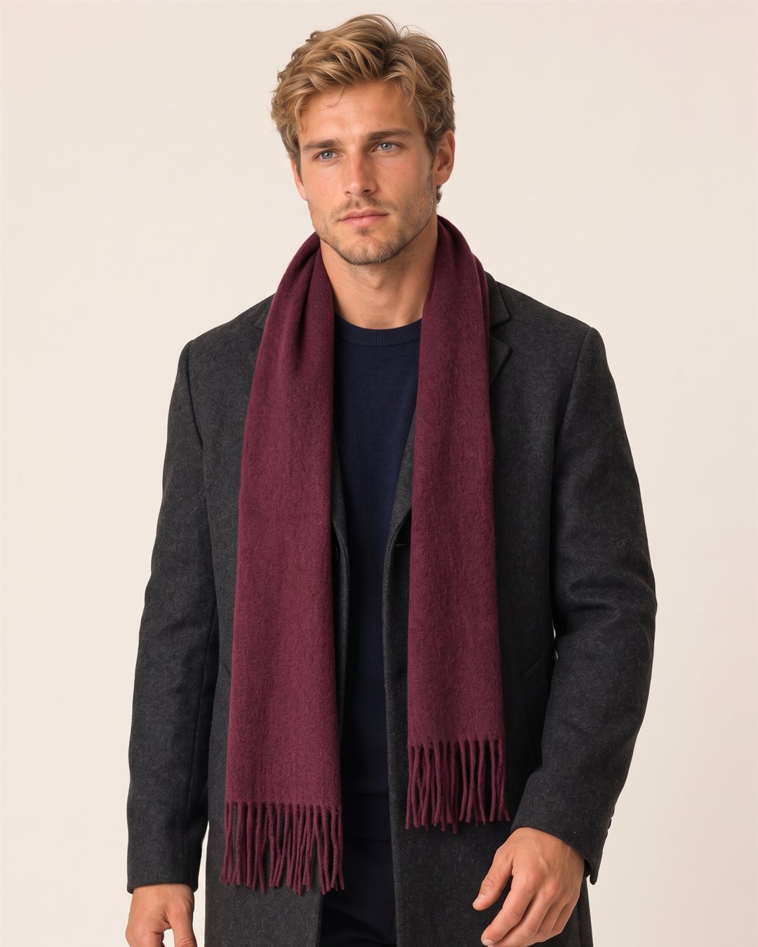 Edinburgh Wool Scarf in Burgundy — color view