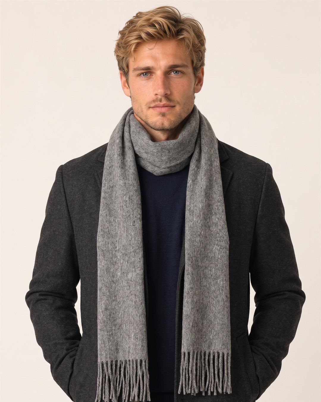 Edinburgh Wool Scarf in Grey — color view