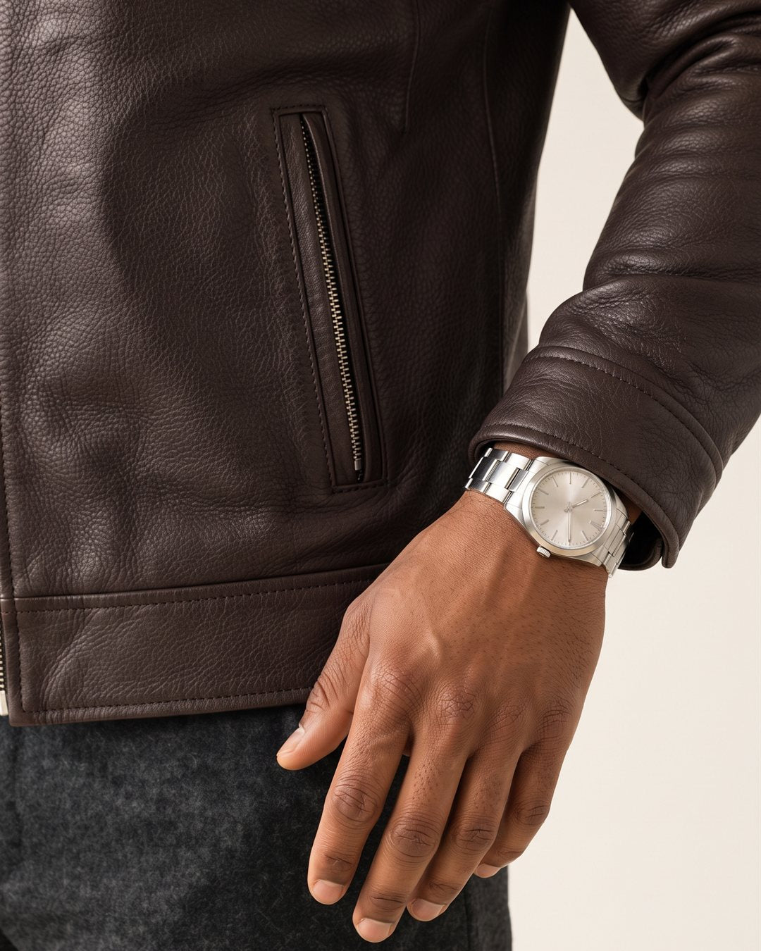 Florence Leather Jacket — construction detail
