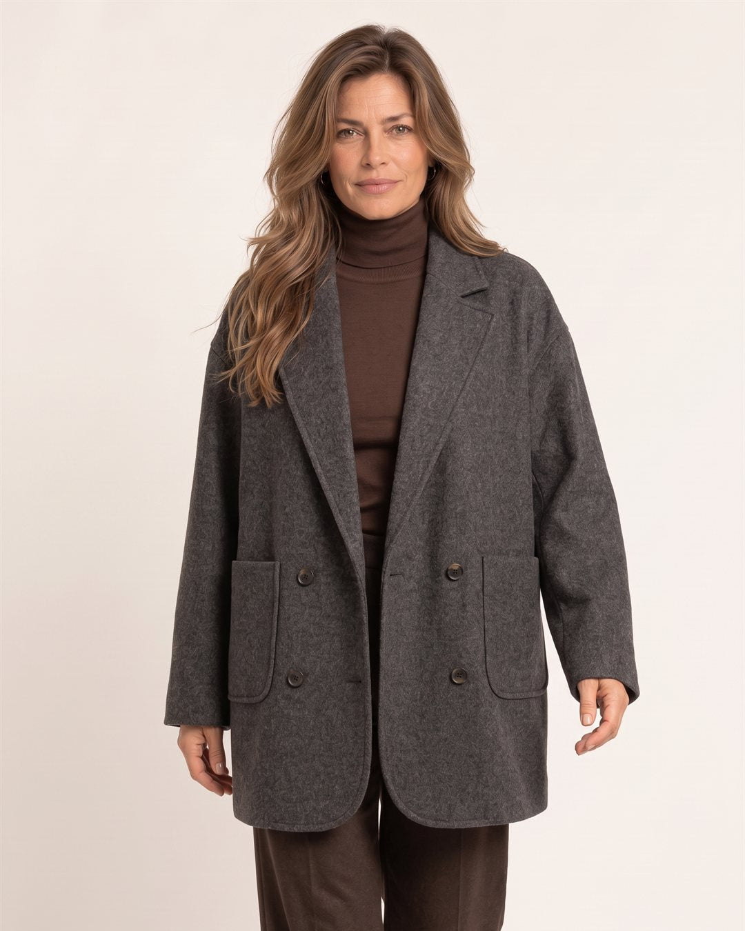 Geneva Oversized Coat in Dark-grey — color view