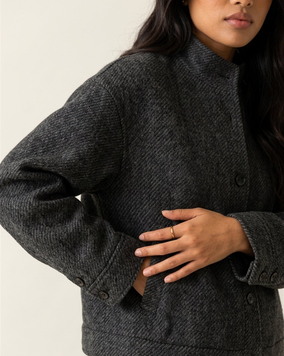 Lucerne Short Wool Coat — construction detail