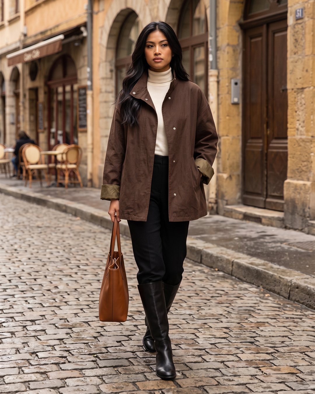 Lyon Short Trench — styled outfit