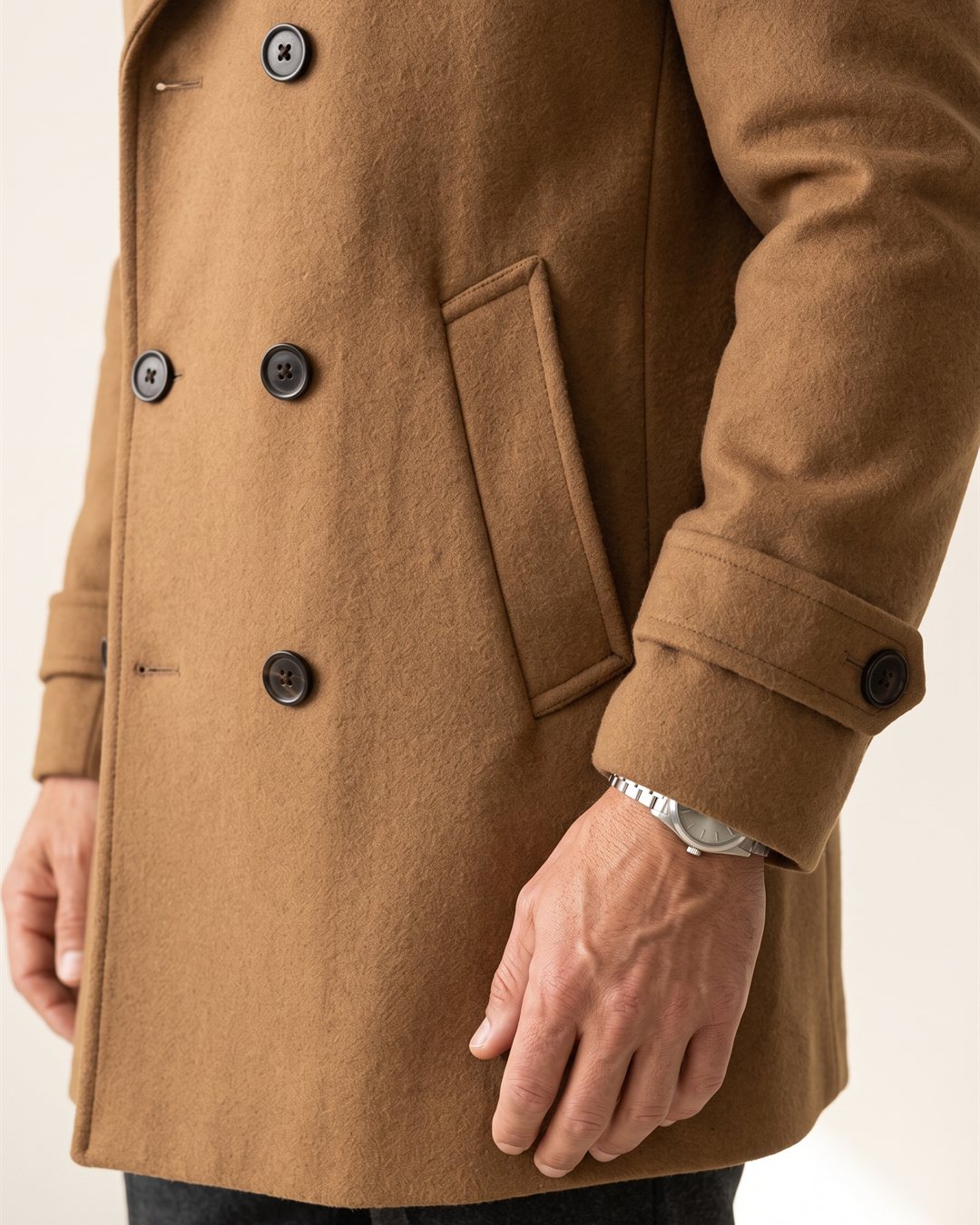 Milan Camel Overcoat in Camel — construction detail