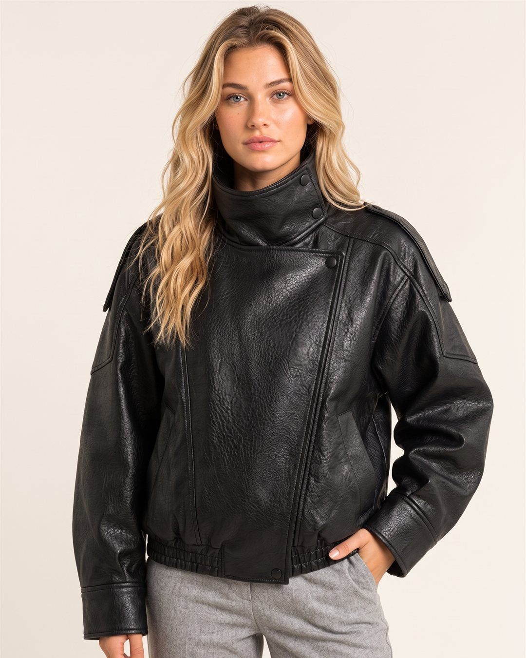 Oslo Biker Jacket in Black — color view