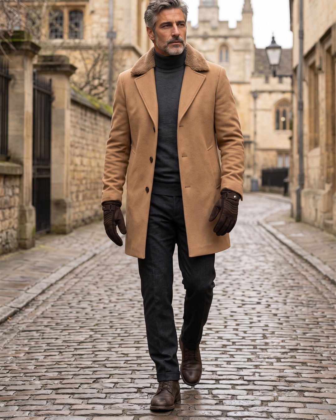 Oxford Leather Gloves — styled outfit