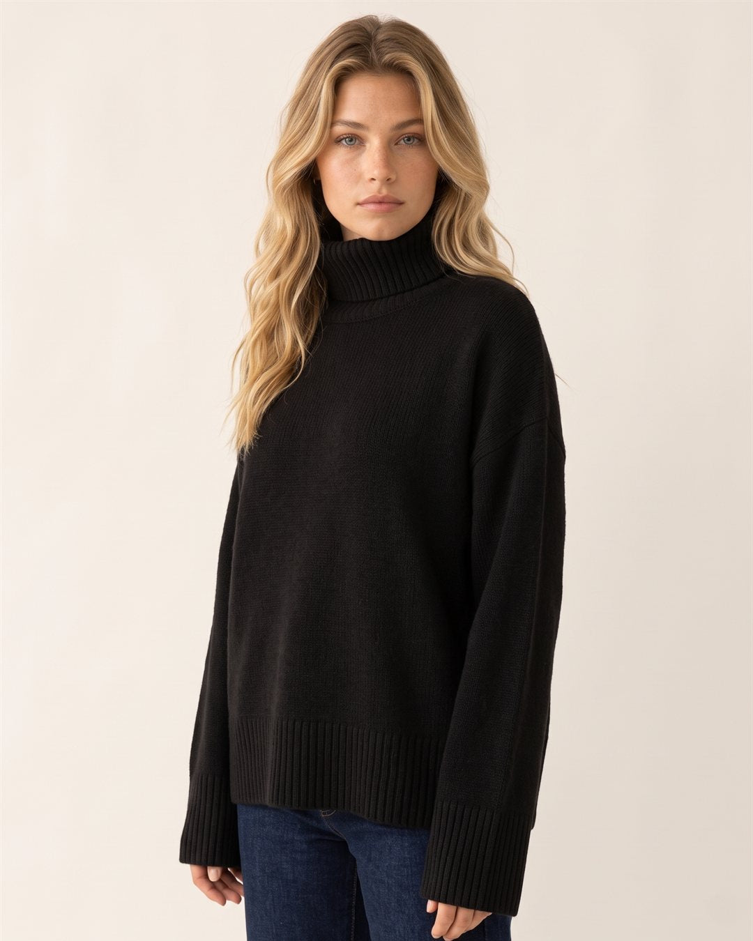 Riga Turtleneck Sweater in Black — color view