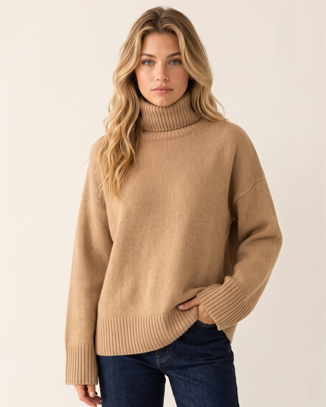 Riga Turtleneck Sweater in Camel — color view