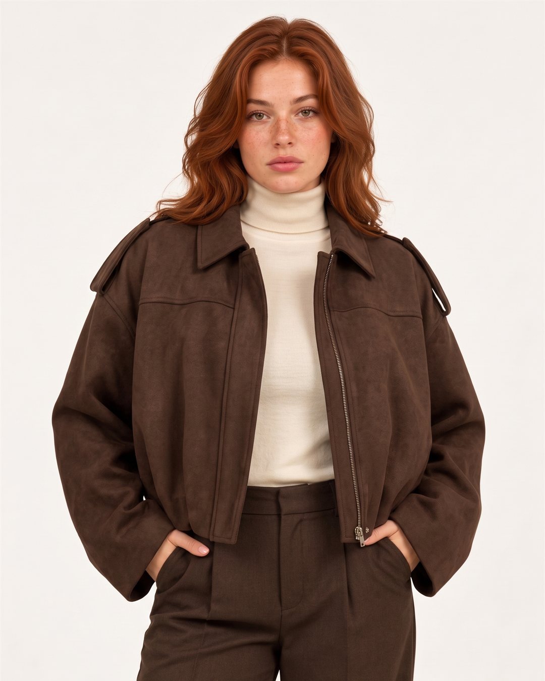Siena Suede Jacket in Chocolate — color view