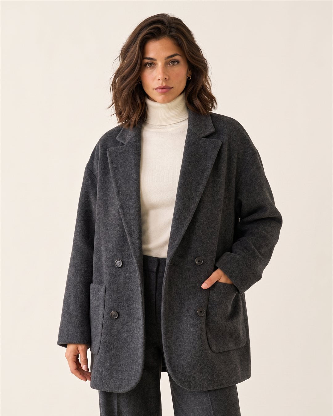 Vienna Wool Coat in Charcoal — color view