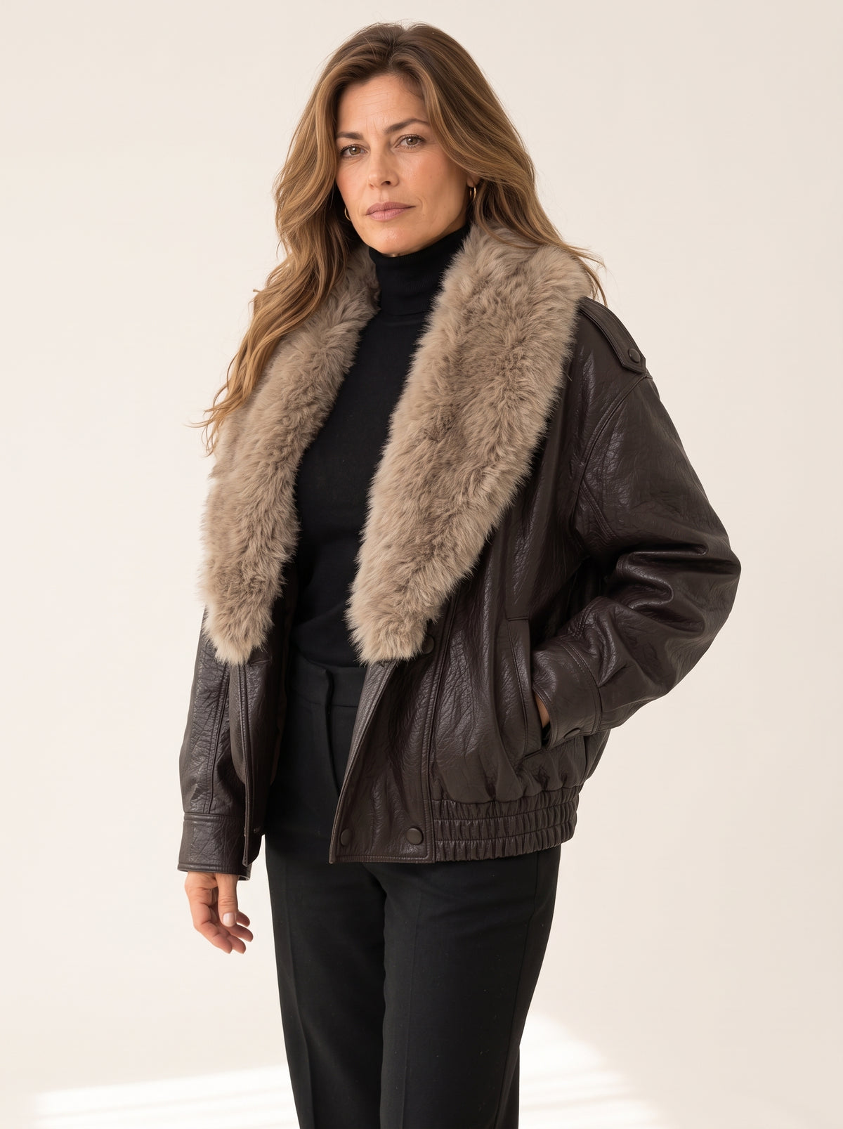 Bergen Fur-Collar Jacket — color view