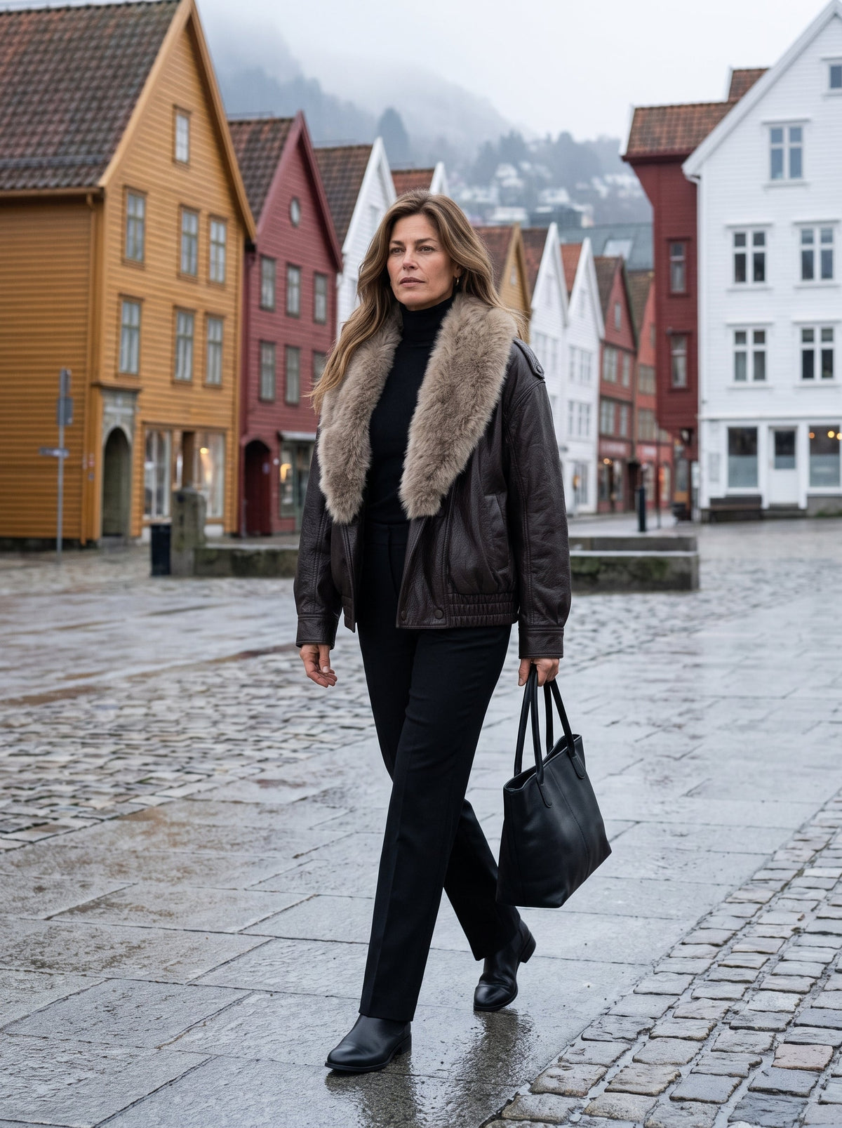 Bergen Fur-Collar Jacket — styled outfit