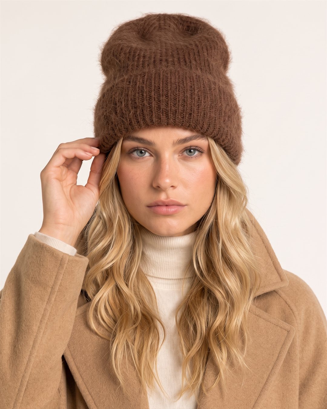 Andorra Alpaca Beanie in Brown — color view