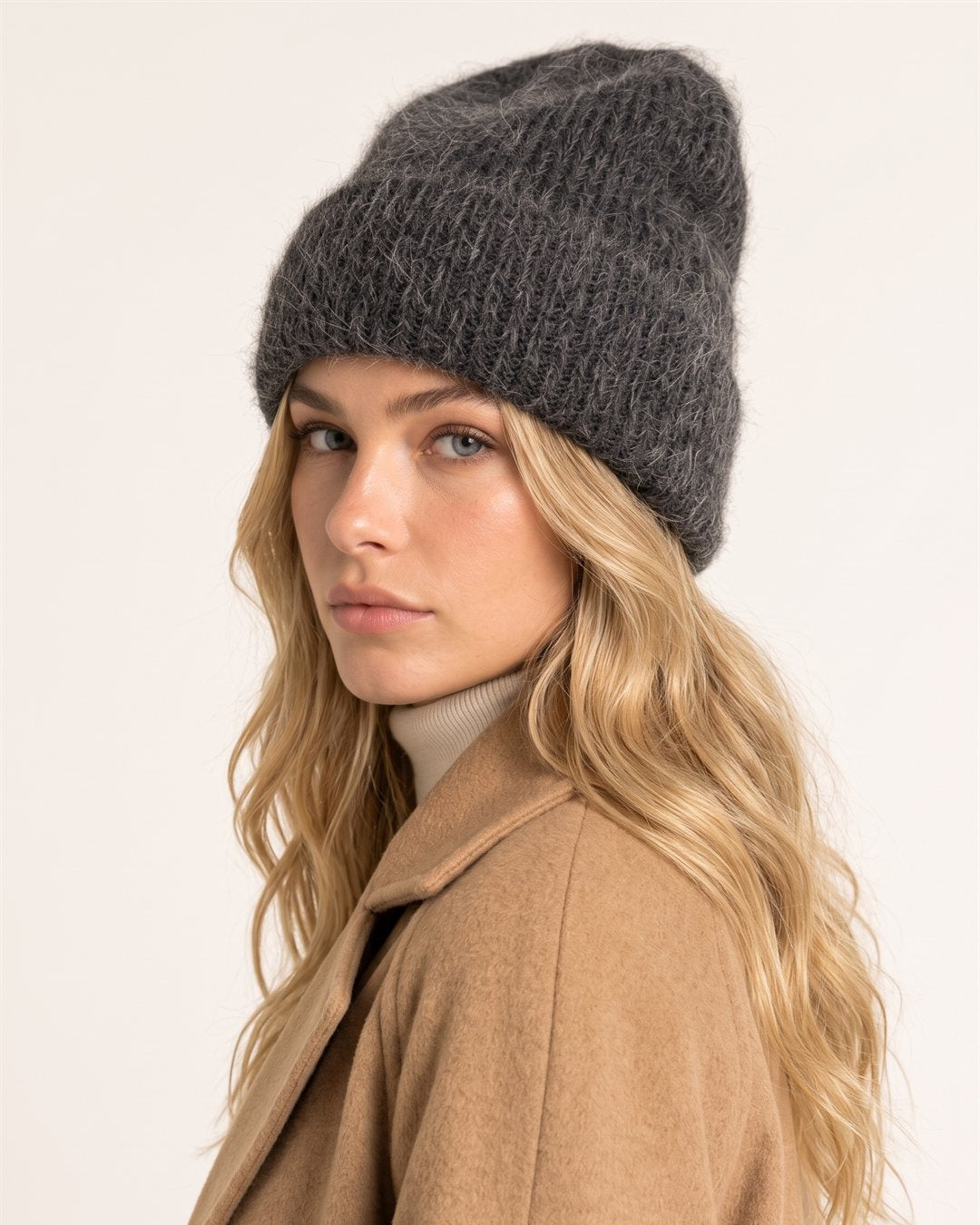 Andorra Alpaca Beanie in Dark-grey — color view