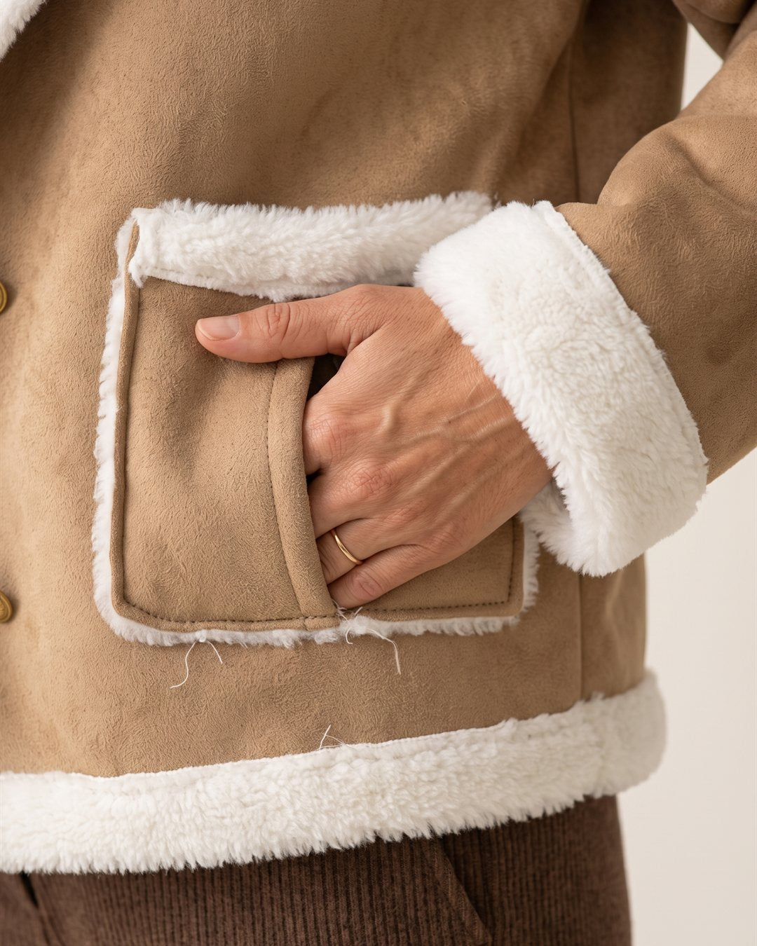 Bruges Shearling Jacket — construction detail