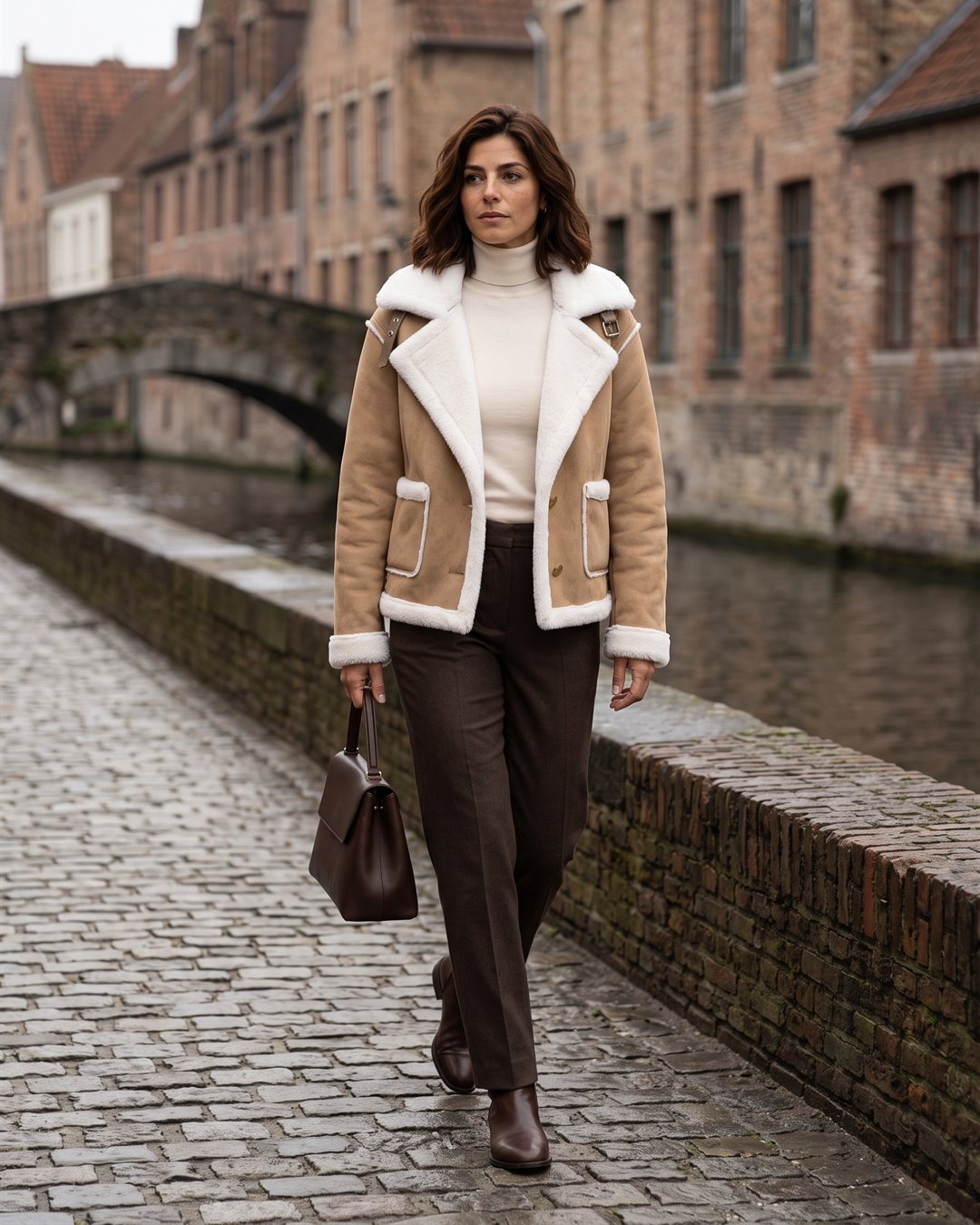 Bruges Shearling Jacket — styled outfit