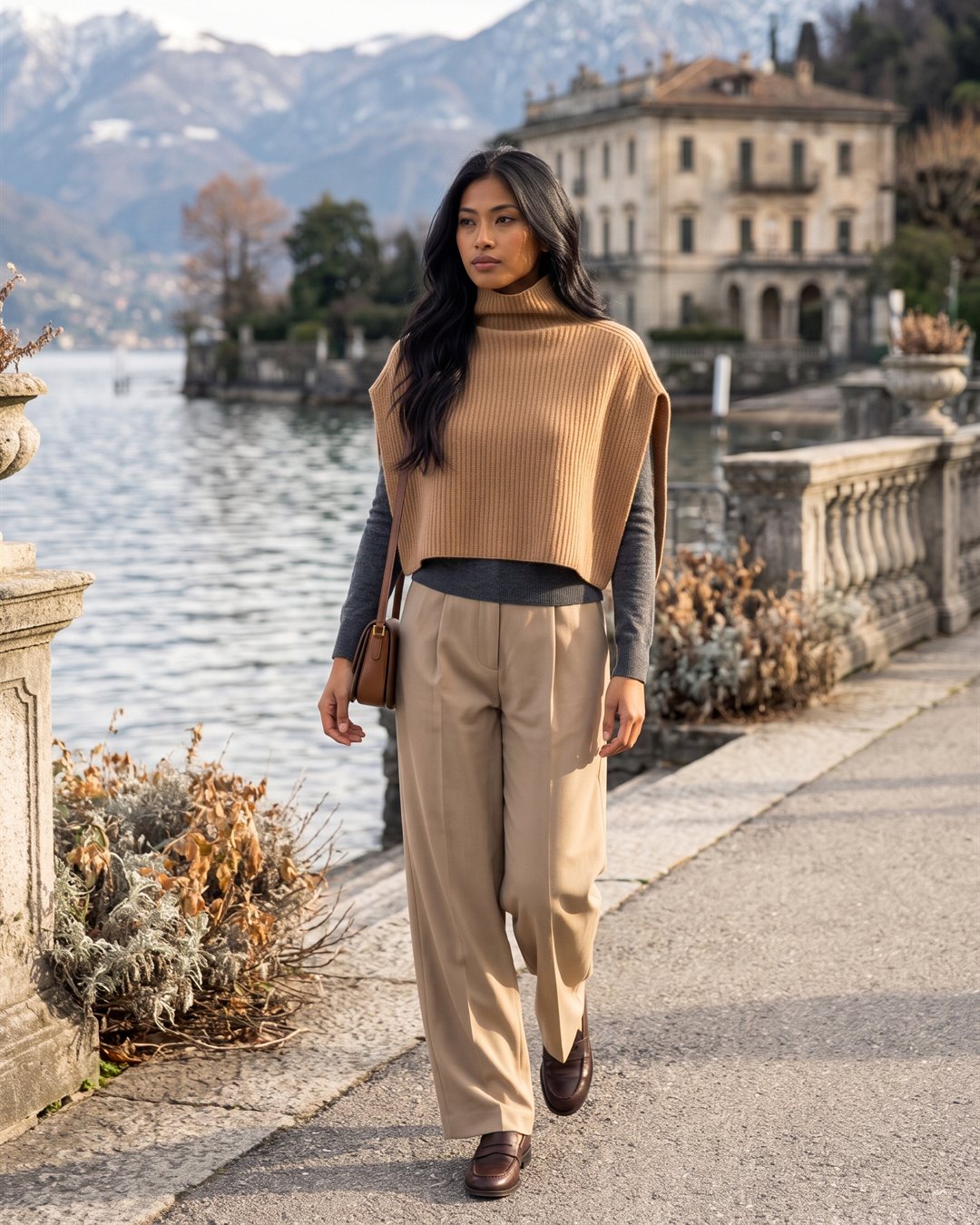 Como Cashmere Cape — styled outfit