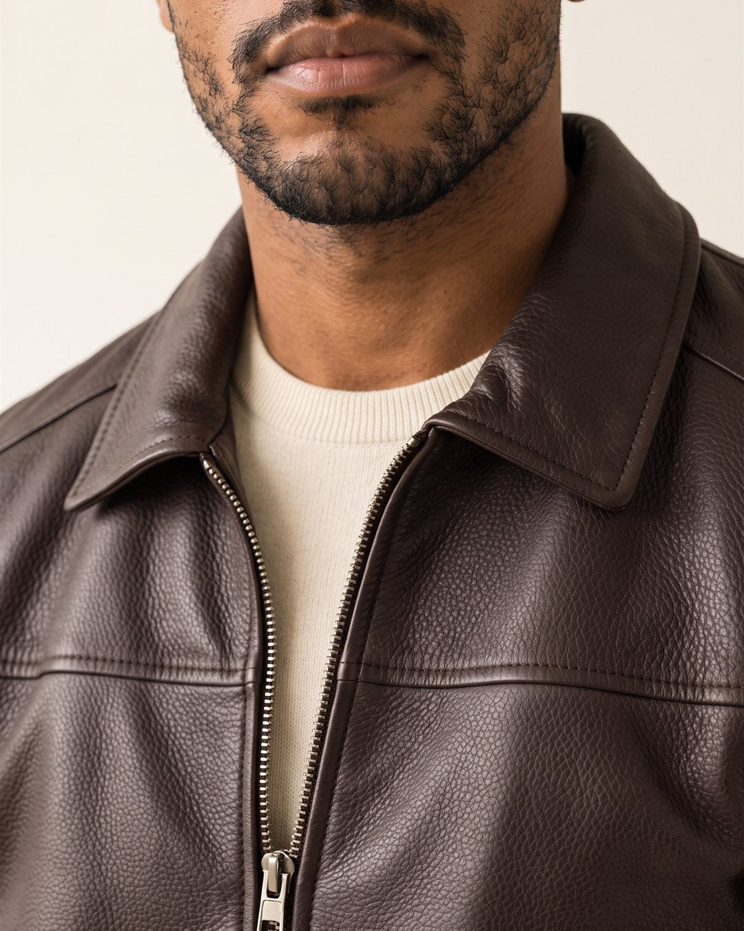 Florence Leather Jacket — construction detail