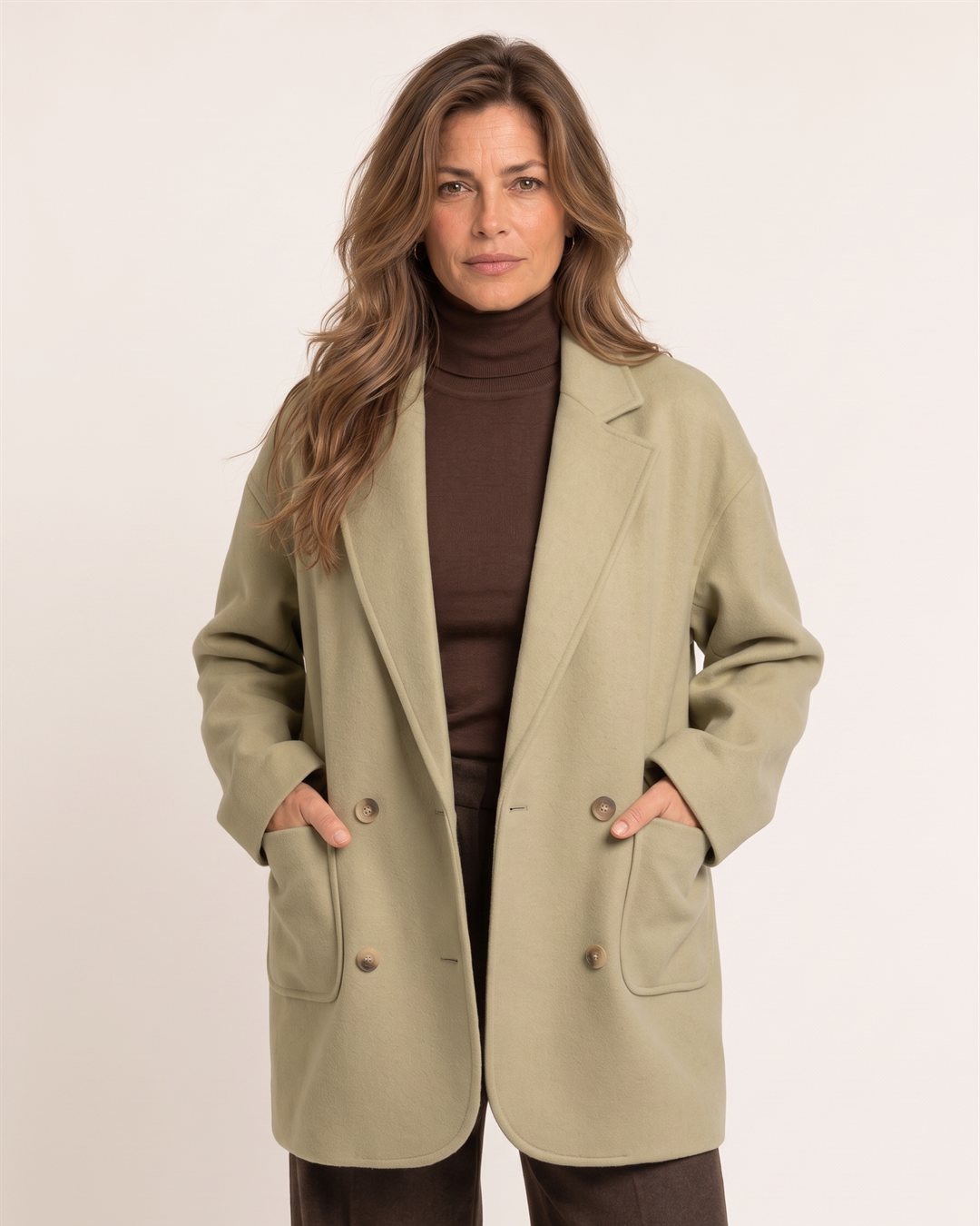 Geneva Oversized Coat in Olive — color view