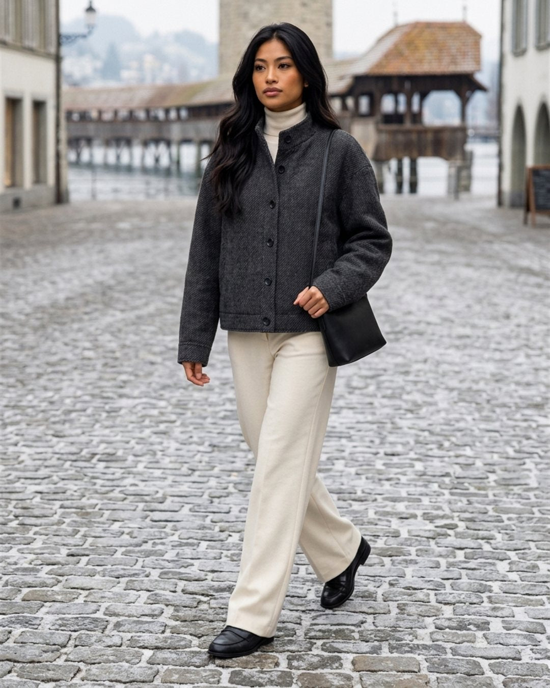 Lucerne Short Wool Coat — styled outfit