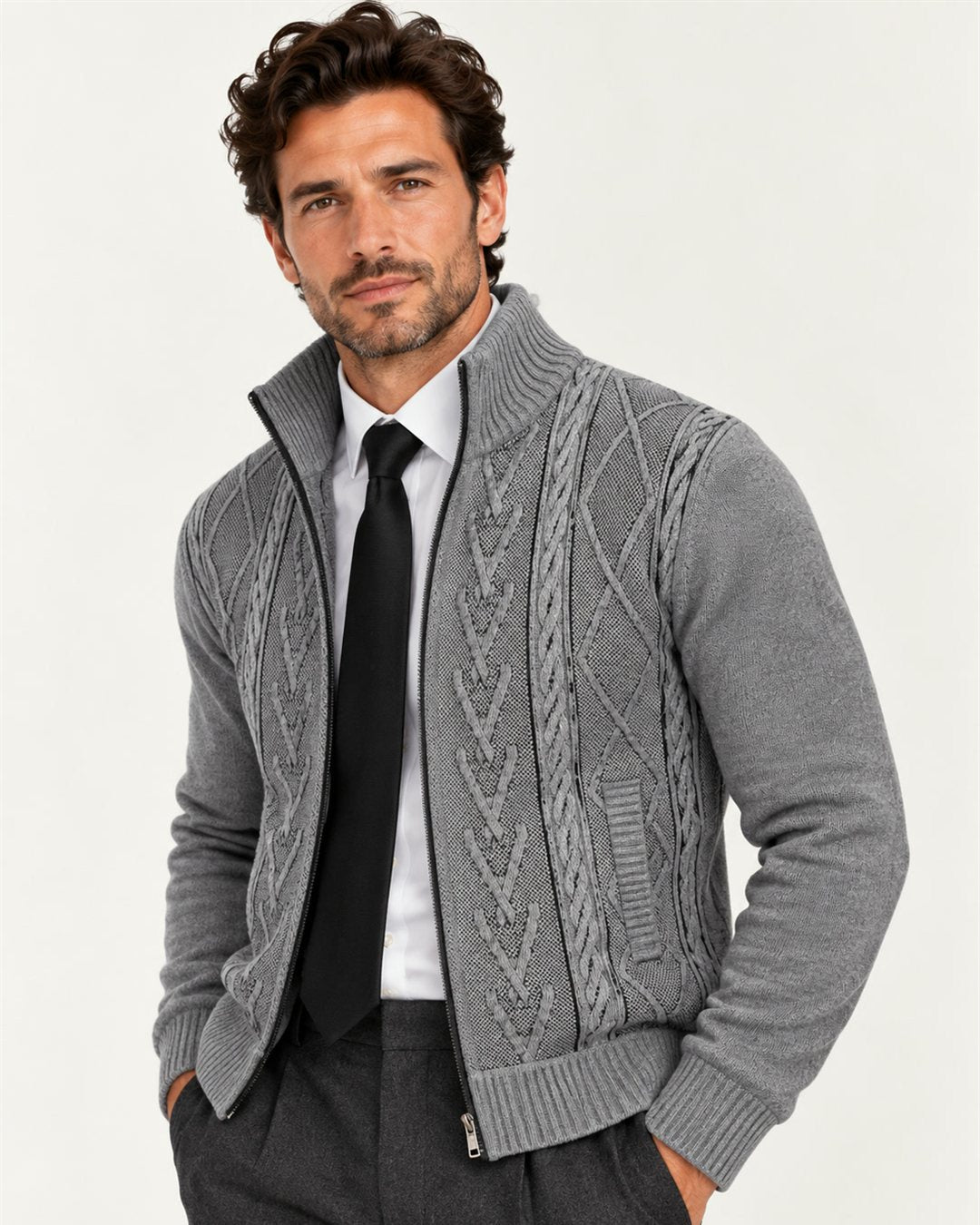 Lugano Knit Jacket in Grey — color view