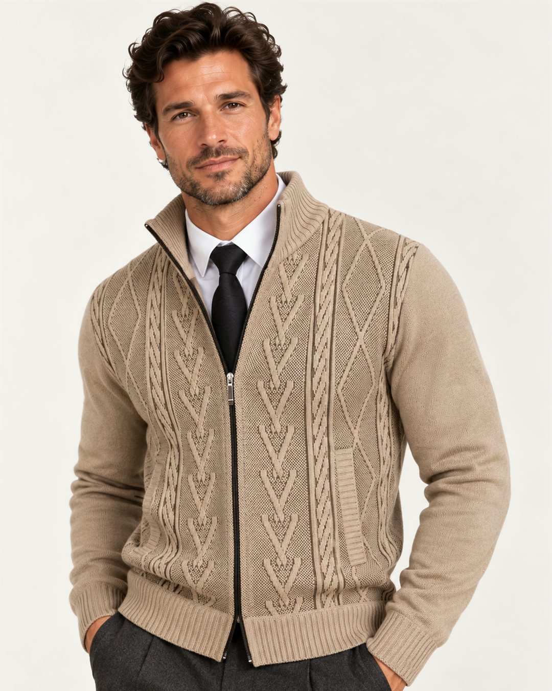 Lugano Knit Jacket in Khaki — color view