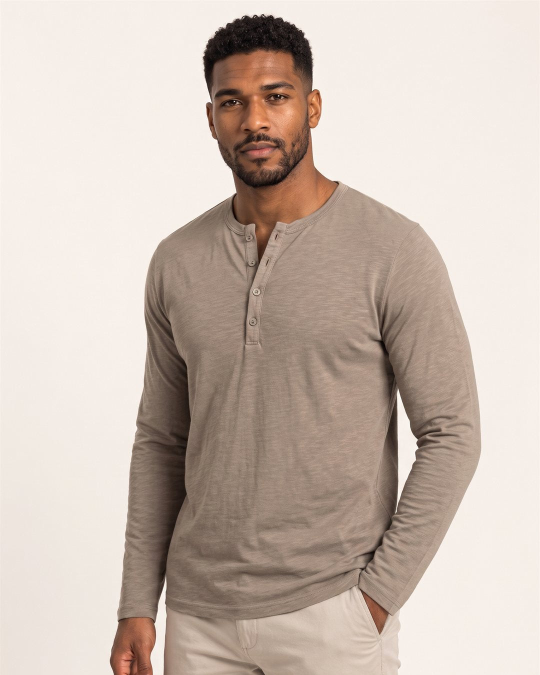 Nantes Henley Shirt in Taupe — color view