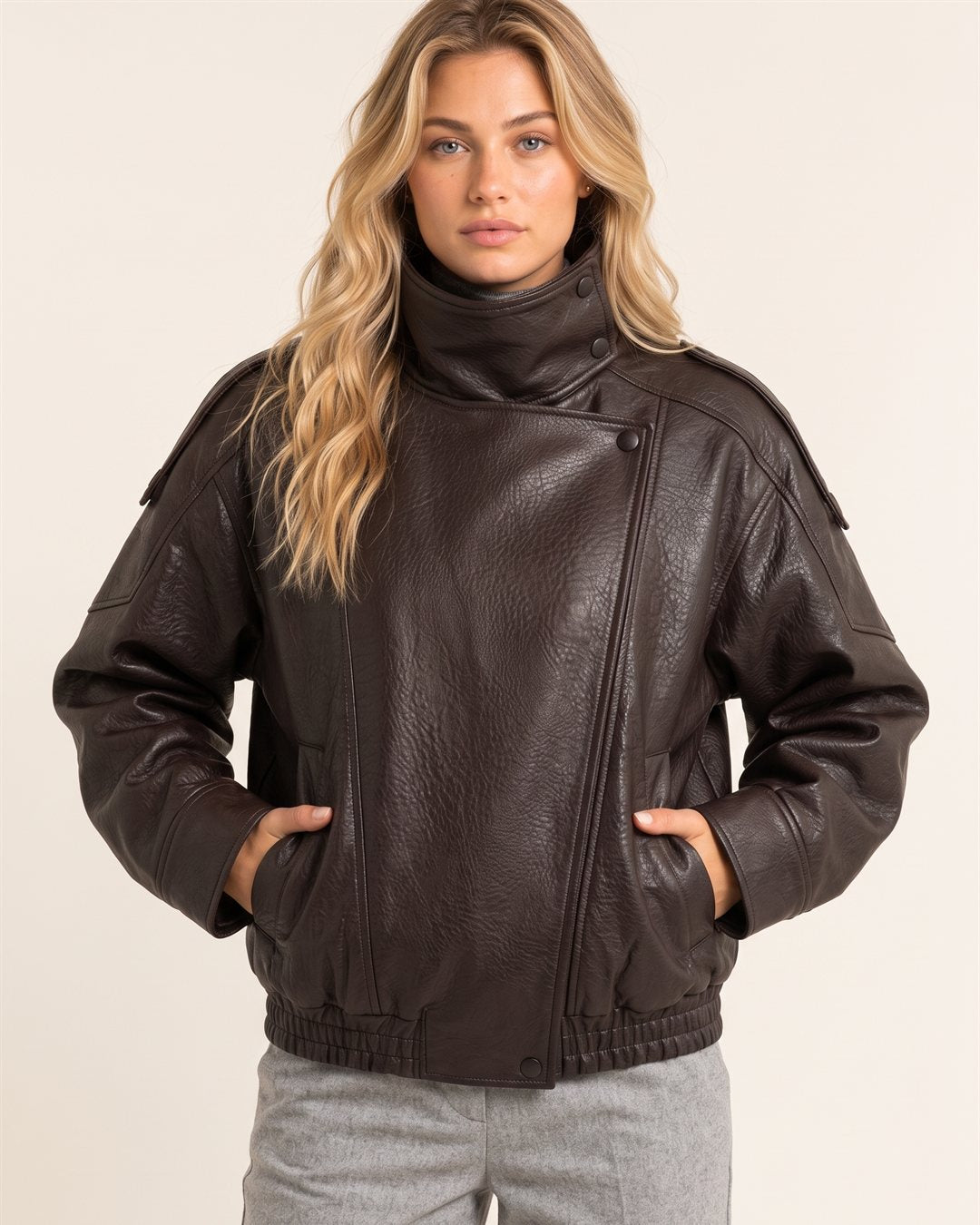 Oslo Biker Jacket in Espresso — color view