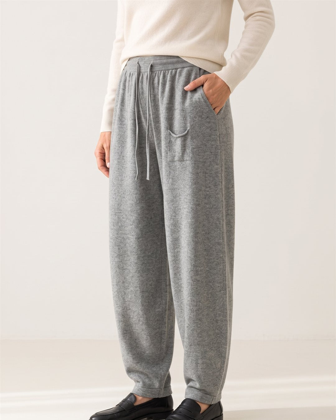 Salzburg Wool Cocoon Trousers in Heather-grey — color view