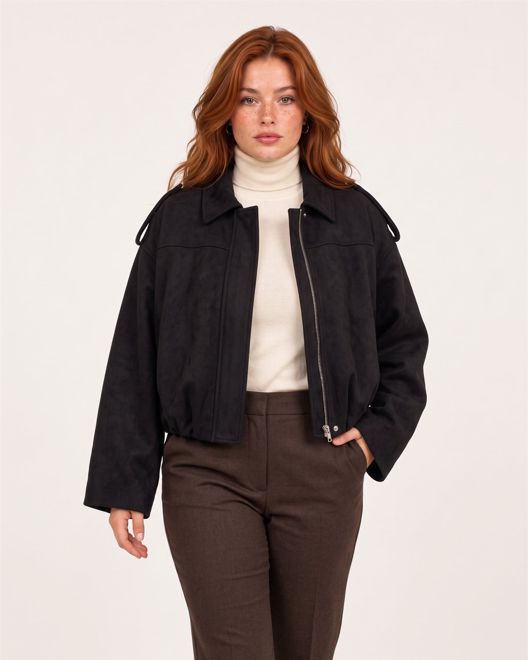 Siena Suede Jacket in Black — color view