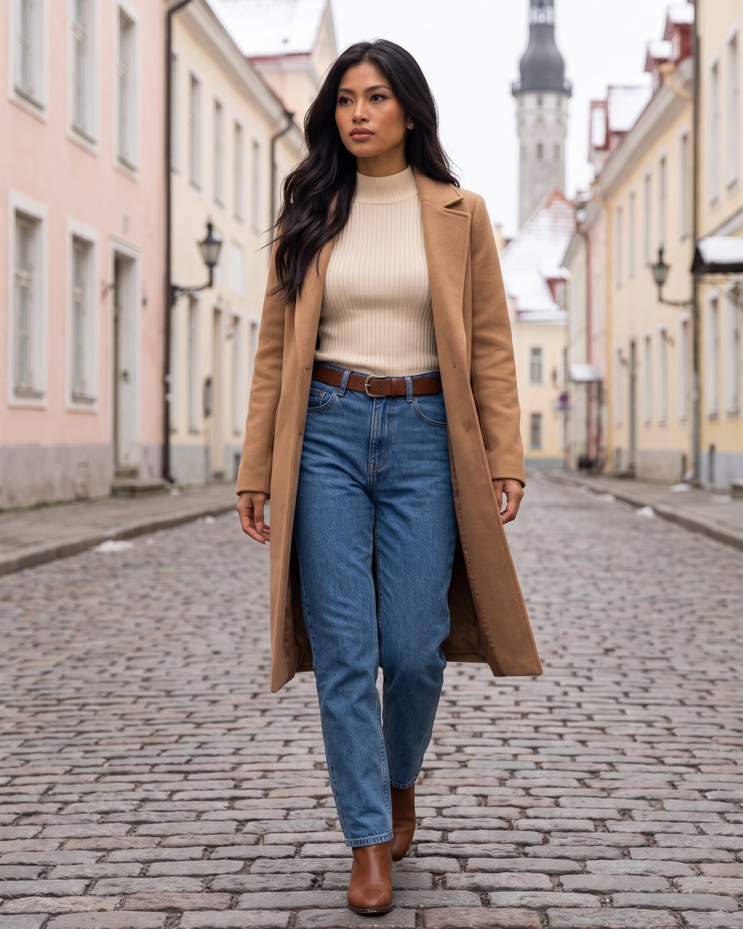 Tallinn Velvet-Lined Turtleneck — styled outfit