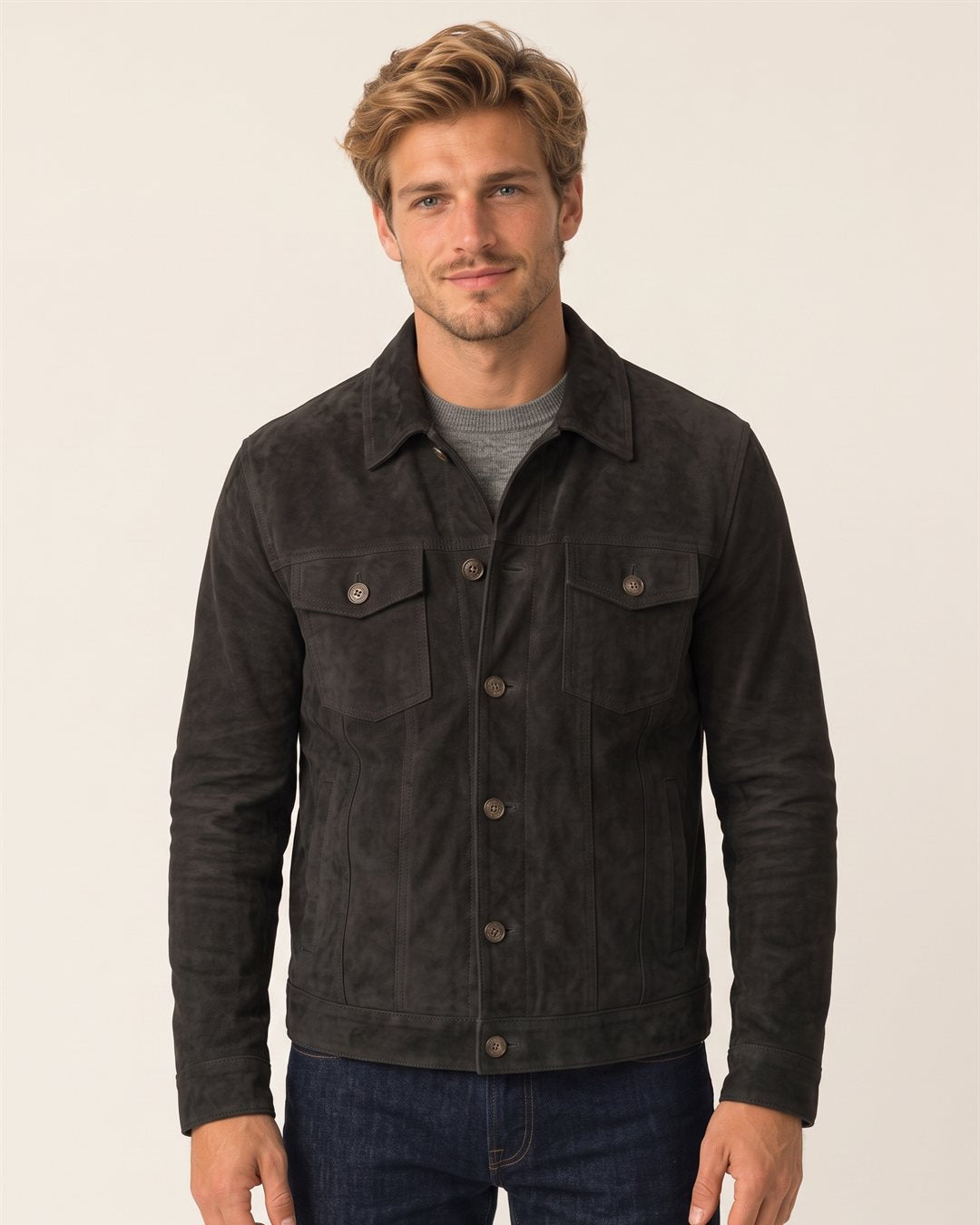 Toledo Suede Jacket in Charcoal — color view