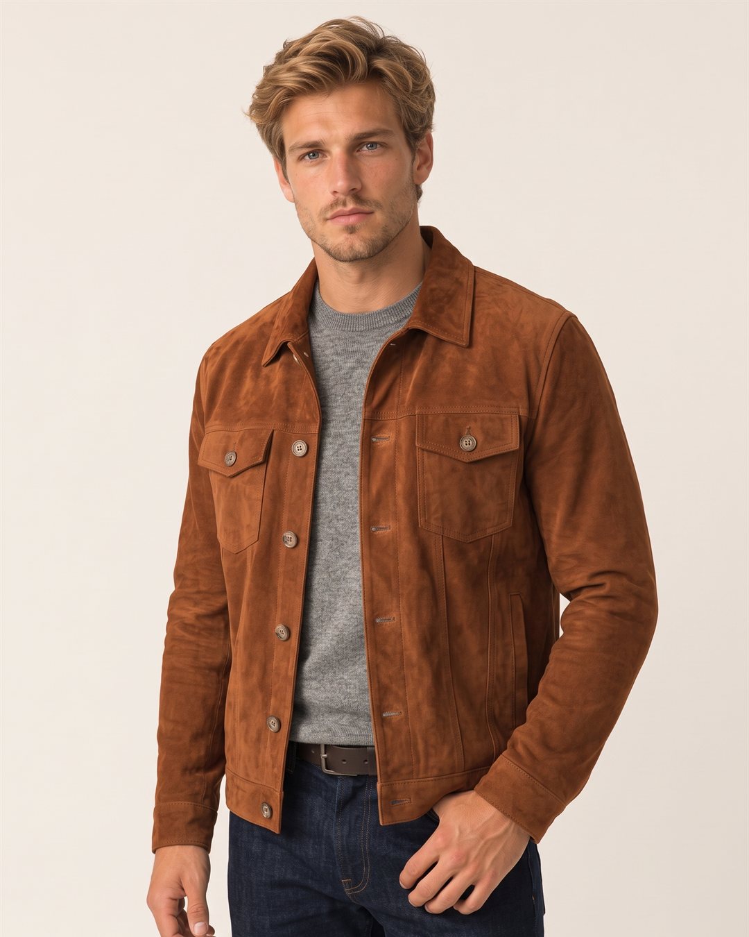 Toledo Suede Jacket in Cognac — color view