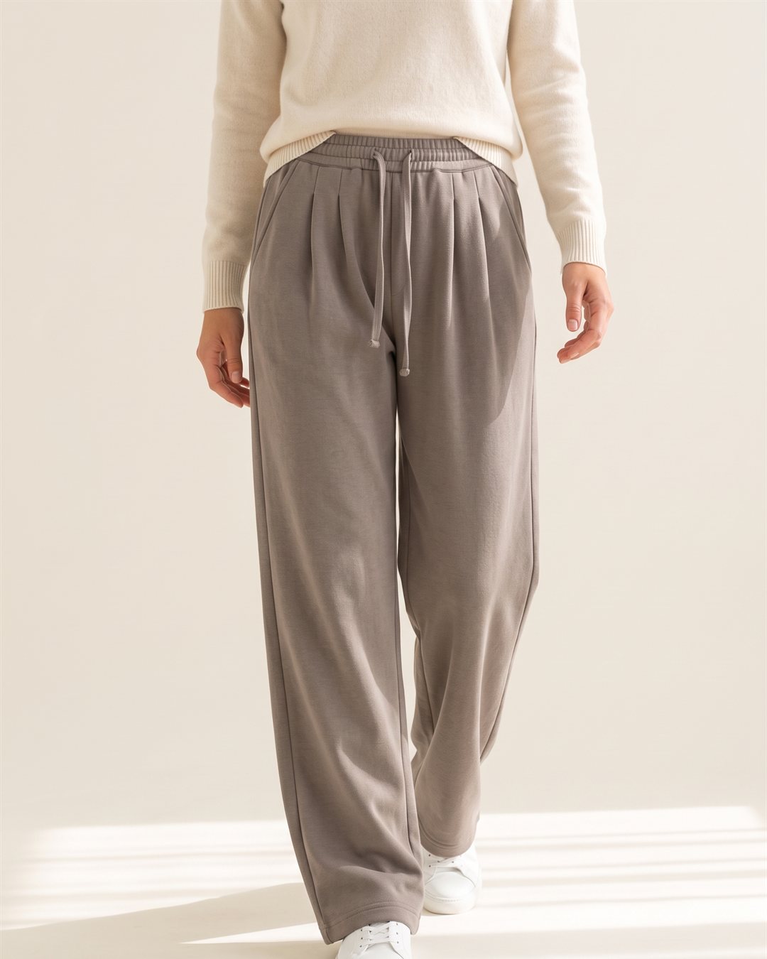 Verona Wide Trousers in Taupe — color view