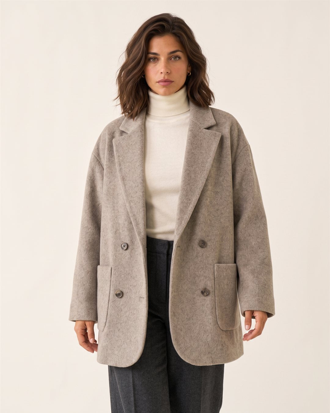 Vienna Wool Coat in Taupe — color view